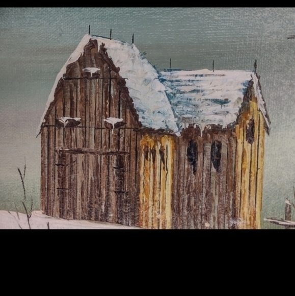 Vintage barnscape oil painting by Everett Woodson - Picture 9 of 9